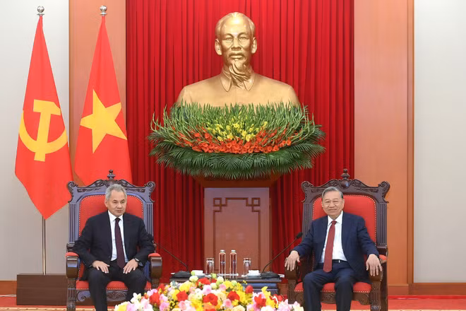 Tổng Bí thư Tô Lâm tiếp Đại tướng Sergei Shoigu, Thư ký Hội đồng An ninh Liên bang Nga.