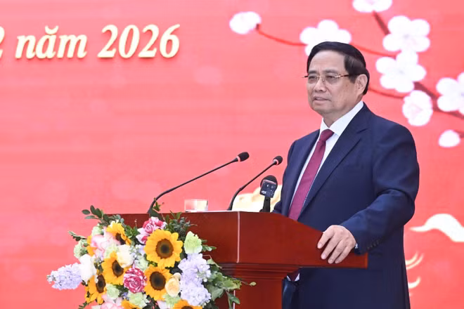 Thủ tướng Chính phủ Phạm Minh Chính phát biểu ý kiến tại buổi làm việc. (Ảnh: TRẦN HẢI)