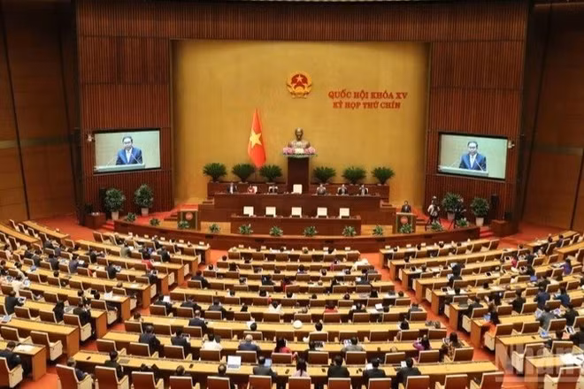 Quang cảnh phiên họp ở hội trường tại Kỳ họp thứ 9, Quốc hội khóa XV. (Ảnh: DUY LINH)