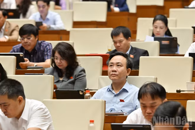 Quốc hội làm việc tại hội trường. (Ảnh: THỦY NGUYÊN)