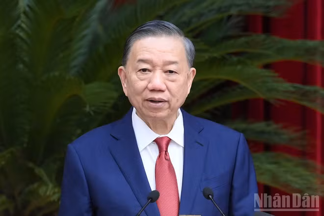Tổng Bí thư, Chủ tịch nước Tô Lâm phát biểu bế mạc Hội nghị. (Ảnh: ĐĂNG KHOA)