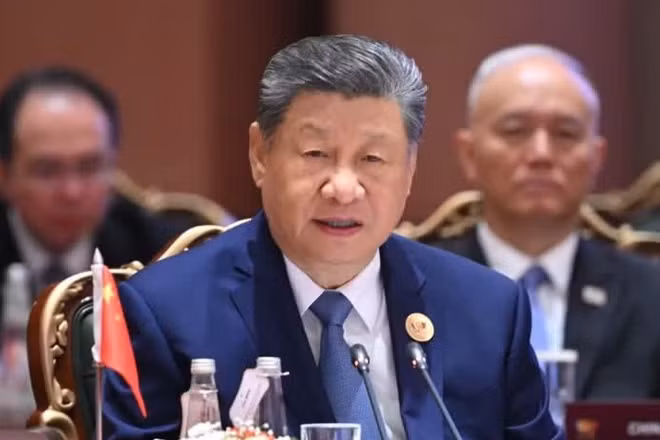 Chủ tịch Trung Quốc Tập Cận Bình phát biểu tại Phiên I của Hội nghị thượng đỉnh BRICS lần thứ 18 ở New Delhi ngày 12/9/2026. (Ảnh: THX/TTXVN phát) 