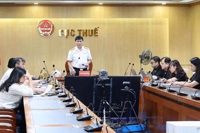Toàn cảnh Hội nghị trực tuyến cơ quan thuế toàn quốc trao đổi tình hình triển khai công tác đánh giá quản lý rủi ro hóa đơn. (Ảnh: PHƯƠNG THÚY)