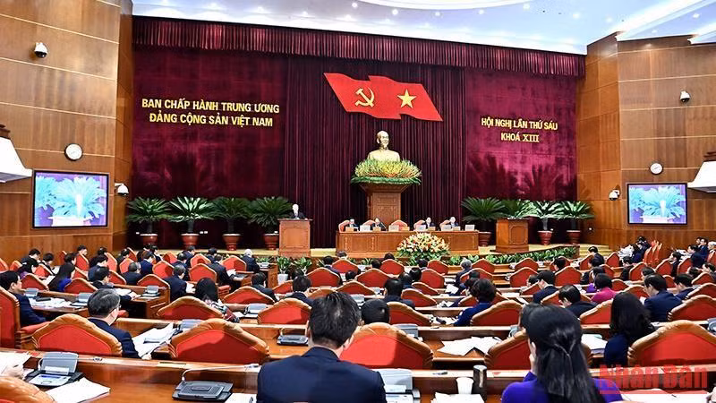 Quang cảnh Hội nghị lần thứ sáu Ban Chấp hành Trung ương Đảng khoá XIII. (Ảnh: ĐĂNG KHOA)