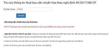 Tra cứu thông tin thuê bao di động theo Nghị định số 49/2017/NĐ-CP.