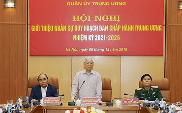 Tổng Bí thư, Chủ tịch nước, Bí thư Quân ủy T.Ư Nguyễn Phú Trọng phát biểu khai mạc Hội nghị. Ảnh: TRÍ DŨNG (TTXVN)