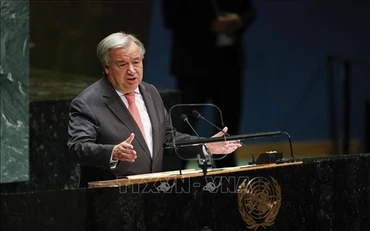 Tổng Thư ký LHQ Antonio Guterres phát biểu tại phiên họp ĐHĐ LHQ ở New York, Mỹ ngày 24-9-2019. (Ảnh: THX/TTXVN)