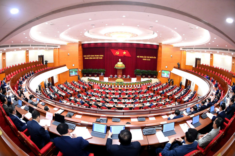 Hội nghị lần thứ 14 Ban Chấp hành Trung ương Đảng Cộng sản Việt Nam khóa XIII. (Ảnh ĐĂNG KHOA)