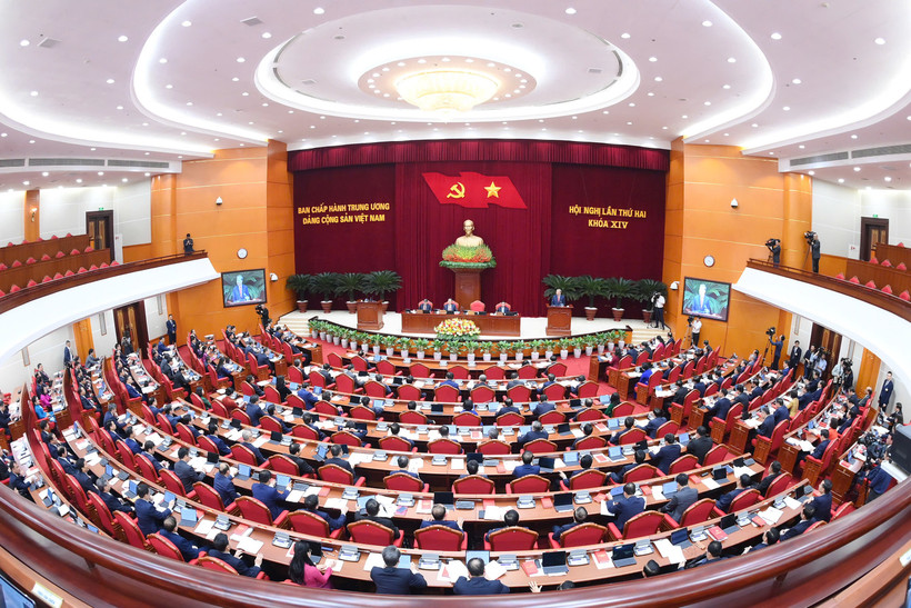 Khai mạc Hội nghị lần thứ 2 Ban Chấp hành Trung ương Đảng Cộng sản Việt Nam khóa XIV. (Ảnh ĐĂNG KHOA) 