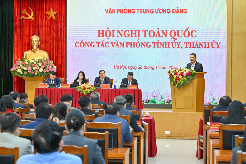Hội nghị toàn quốc công tác văn phòng tỉnh ủy, thành ủy năm 2025 diễn ra tại Hà Nội. (Ảnh: THỦY NGUYÊN)