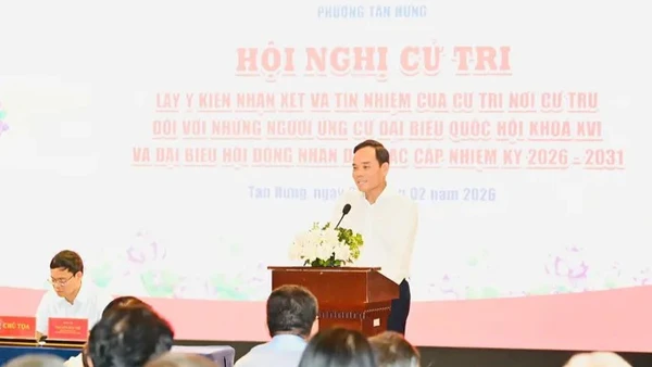 Đồng chí Trần Lưu Quang phát biểu tại hội nghị. (Ảnh: VIỆT DŨNG)