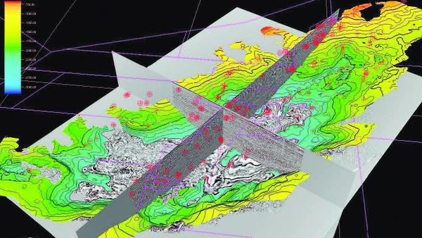 Khối địa chấn 3D hợp nhất toàn bể Cửu Long (~~ 20.000 km²) do VPI xây dựng cung cấp bộ dữ liệu đồng bộ, hỗ trợ hiệu quả công tác tìm kiếm, thăm dò dầu khí. (Ảnh VPI)