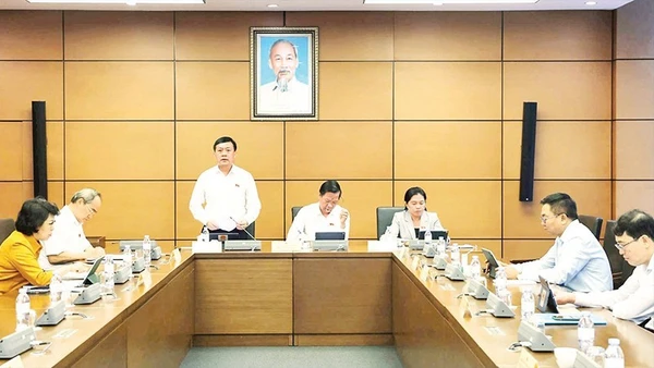 Đoàn đại biểu Quốc hội Thành phố Hồ Chí Minh thảo luận tại kỳ họp thứ 9 Quốc hội khóa XV. (Ảnh TIẾN LONG) 