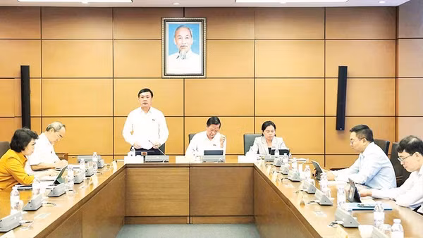 Đoàn đại biểu Quốc hội Thành phố Hồ Chí Minh thảo luận tại kỳ họp thứ 9 Quốc hội khóa XV. (Ảnh TIẾN LONG) 