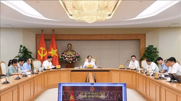 Phó Thủ tướng Bùi Thanh Sơn chủ trì họp rà soát tiến độ Dự án điện hạt nhân Ninh Thuận. (Ảnh: TTXVN)