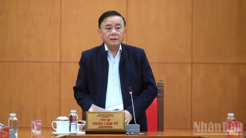 Đồng chí Trần Cẩm Tú, Ủy viên Bộ Chính trị, Thường trực Ban Bí thư. (Ảnh: DUY LINH)