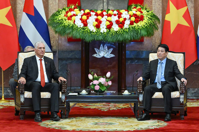 Bí thư Thứ nhất, Chủ tịch nước Cuba Miguel Diaz-Canel Bermudez hội kiến Chủ tịch nước Lương Cường z6965997309380-04ce7da729b47887f4002bc4e940de2b.jpg