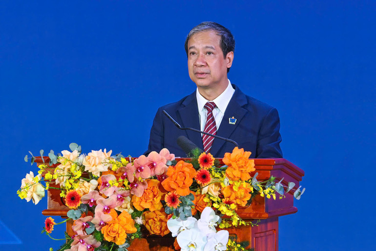 Bộ trưởng Giáo dục và Đào tạo Nguyễn Kim Sơn phát biểu khai mạc tại buổi lễ. (Ảnh: Thủy Nguyên) z7231774352280-b8962d384e97c95d6299c0a6af6e16c2.jpg