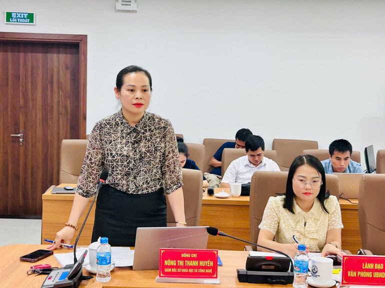 Giám đốc Sở Khoa học và Công nghệ Cao Bằng Nông Thị Thanh Huyền phát biểu tại buổi làm việc. 3.jpg