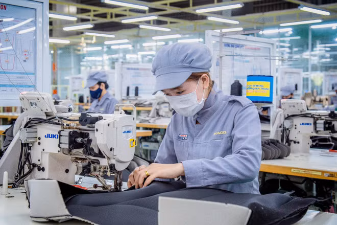 Dây chuyền may áo ghế tại Nhà máy Ghế ô-tô trong Khu công nghiệp Thaco Chu Lai, Quảng Nam. (Ảnh nhandan.vn) 