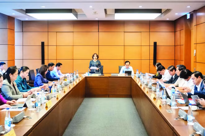 Đại biểu Quốc hội thành phố Đà Nẵng và các tỉnh Cao Bằng, Tuyên Quang thảo luận tại tổ. (Ảnh: ĐĂNG ANH)