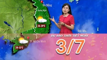 [Video] Dự báo thời tiết ngày 3/7/2025: Khu vực Bắc Bộ và Trung Bộ có mưa diện rộng 