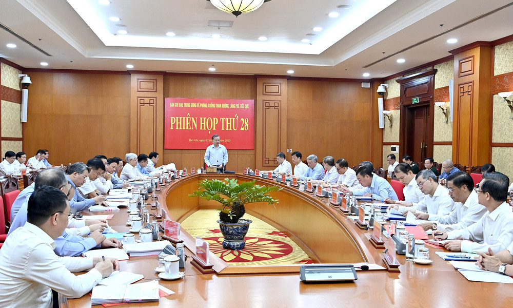 Quang cảnh Phiên họp thứ 28 của Ban Chỉ đạo Trung ương về phòng, chống tham nhũng, lãng phí, tiêu cực. (Ảnh Đăng Khoa) a7-bnd-2377.jpg