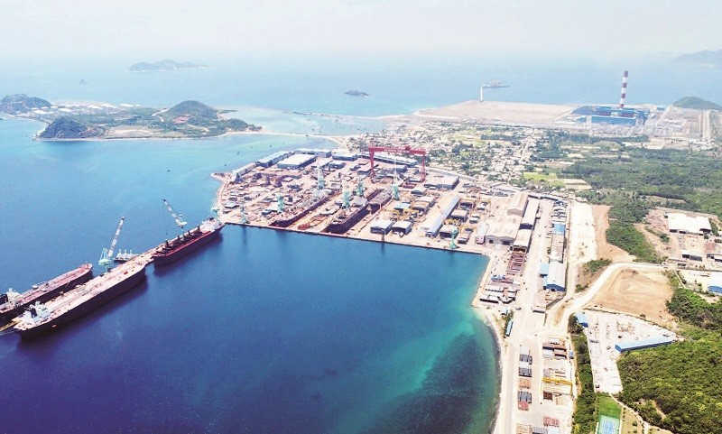 Toàn cảnh Công ty TNHH Đóng tàu HD Hyundai Việt Nam - doanh nghiệp có vốn đầu tư nước ngoài đang hoạt động hiệu quả tại tỉnh Khánh Hòa. (Ảnh CTV)