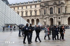 Bên ngoài Bảo tàng Louvre. (Nguồn: TTXVN)