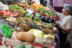 Người tiêu dùng mua sắm tại một chợ ở Madrid, Tây Ban Nha. (Ảnh: THX/TTXVN)