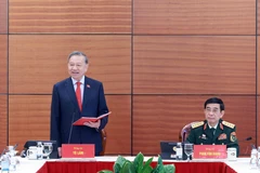 Tổng Bí thư Tô Lâm phát biểu thảo luận tại Đoàn. (Ảnh: TTXVN)