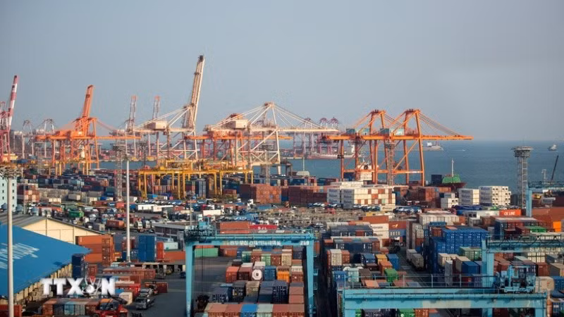 Cảng hàng hóa Busan, Hàn Quốc. (Ảnh: THX/TTXVN)