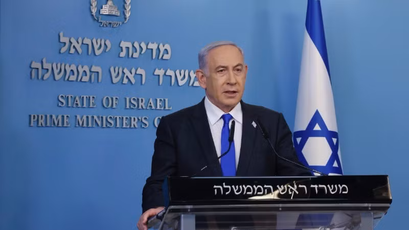 Thủ tướng Israel Benjamin Netanyahu phát biểu tại cuộc họp báo ở Jerusalem. (Ảnh: THX/TTXVN)