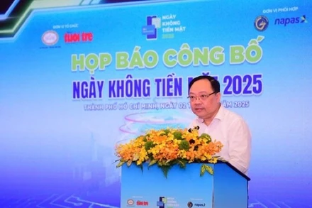 Ông Phạm Anh Tuấn - Vụ trưởng Vụ Thanh toán Ngân hàng Nhà nước phát biểu tại họp báo Chương trình Ngày không tiền mặt 2025 chủ đề "Thanh toán không tiền mặt thúc đẩy kinh tế số".