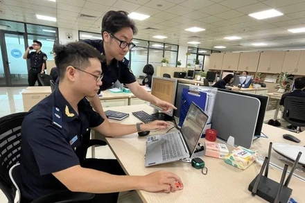 Cán bộ Chi Cục hải quan Khu vực II giám sát hàng hóa thông quan qua cảng biển Thành phố Hồ Chí Minh.