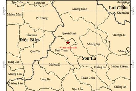 Vị trí xảy ra trận động đất 3,6 độ tại tỉnh Sơn La. (Nguồn: Trung tâm Báo tin và Cảnh báo sóng thần)