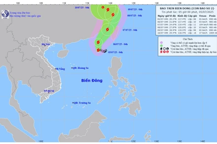 Áp thấp nhiệt đới đã mạnh lên thành Bão số 2, giật cấp 12 ở khu vực Bắc Biển Đông 