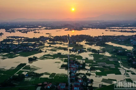 Ngập lụt tại các tỉnh Thái Nguyên, Bắc Ninh, Lạng Sơn, thành phố Hà Nội có khả năng kéo dài trong 1-3 ngày tới. (Ảnh: THÀNH ĐẠT)