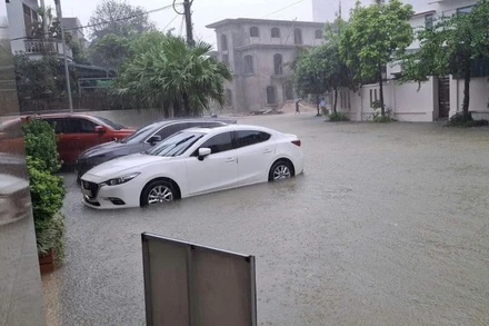 Nhiều khu vực tại Thanh Hóa ngập do mưa lớn. (Ảnh: THÁI BÌNH)