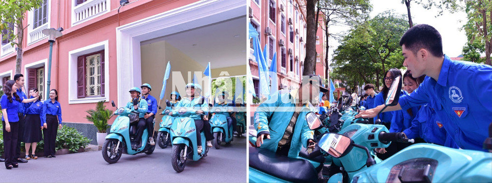 Các tình nguyện viên thực hiện công tác tuyên truyền về Chiến dịch bằng phương tiện thân thiện với môi trường. untitled-3-2118.jpg