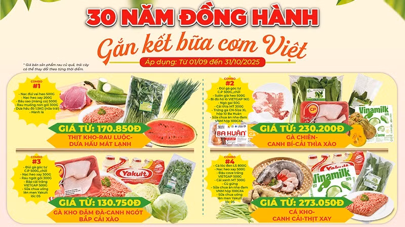 Đa dạng các combo phục vụ bữa cơm gia đình Việt tại hệ thống bán lẻ SATRA. 