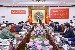 Quang cảnh hội nghị Ban thường vụ Tỉnh ủy Thanh Hóa.