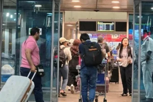 Đoàn công dân Việt Nam vào sân bay ở Cairo (Ai Cập) để về nước trong tuần qua. (Nguồn: Đại sứ quán Việt Nam tại Israel)