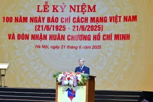 Tổng Bí thư Tô Lâm phát biểu tại Lễ kỷ niệm 100 năm Ngày Báo chí cách mạng Việt Nam. (Ảnh: ĐĂNG KHOA)