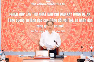 Đồng chí Nguyễn Văn Quảng, Bí thư Trung ương Đảng, Bí thư Đảng ủy, Chánh án Tòa án nhân dân tối cao kết luận phiên họp. (Ảnh: tapchitoaan.vn)