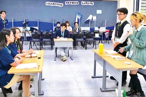 Giờ học của sinh viên Viện Đào tạo Báo chí và Truyền thông, Trường đại học Khoa học Xã hội và Nhân văn (Đại học Quốc gia Hà Nội). (Ảnh: HOÀI THU)