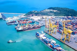 Doanh nghiệp nhà nước tiên phong trong các ngành, lĩnh vực trọng yếu, liên quan đến an ninh, quốc phòng. Trong ảnh: Bốc dỡ hàng hóa tại cảng Ðà Nẵng.