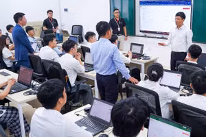 Thư viện Phúc Giang tại Trường đại học Công nghệ Thông tin và Truyền thông, Đại học Thái Nguyên, đơn vị nằm trong Hệ sinh thái hợp tác “3 nhà”. (Ảnh THÁI KHANG)