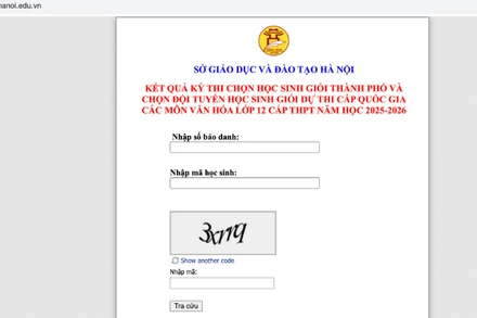 Giao diện trang tra cứu điểm thi của Sở Giáo dục và Đào tạo Hà Nội