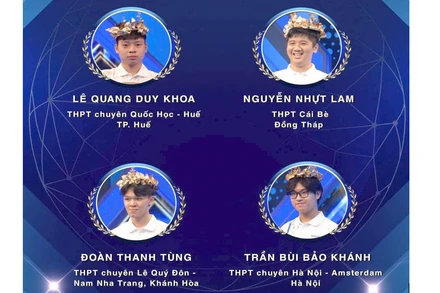 Bốn gương mặt vào chung kết “Đường lên đỉnh Olympia” 2025. (Ảnh: Chương trình “Đường lên đỉnh Olympia”)